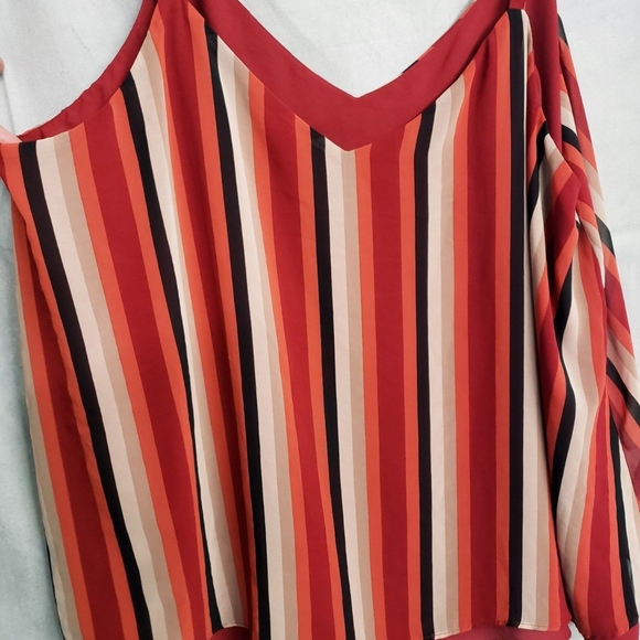 Torrid 4 4X 26 Sophie Swing Cami Tank Top Georgette Rust Red Vertical Striped - Picture 6 of 7